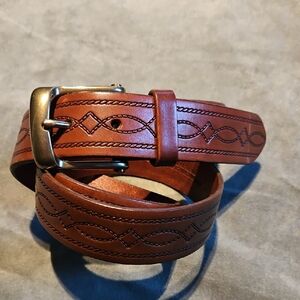 J.Crew Tolled Brown Leather Belt With Brass Buckle